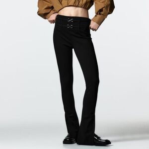 ZARA HIGH-WAIST TROUSERS WITH DOUBLE BELT Black